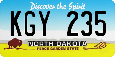 ND license plate KGY235