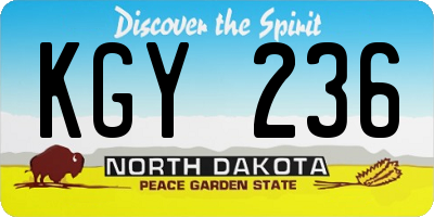 ND license plate KGY236