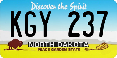 ND license plate KGY237