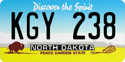 ND license plate KGY238