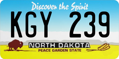 ND license plate KGY239