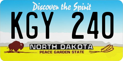 ND license plate KGY240