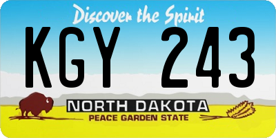 ND license plate KGY243