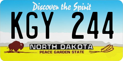 ND license plate KGY244