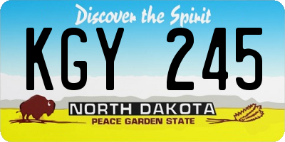 ND license plate KGY245