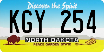 ND license plate KGY254