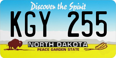 ND license plate KGY255