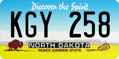 ND license plate KGY258