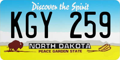ND license plate KGY259
