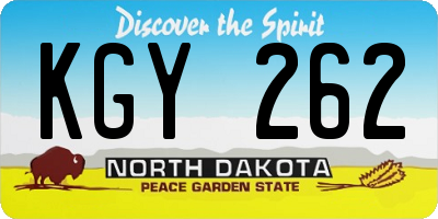 ND license plate KGY262