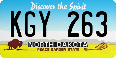 ND license plate KGY263