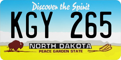 ND license plate KGY265