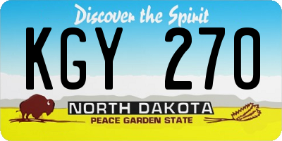 ND license plate KGY270