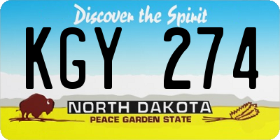 ND license plate KGY274