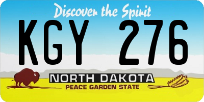 ND license plate KGY276