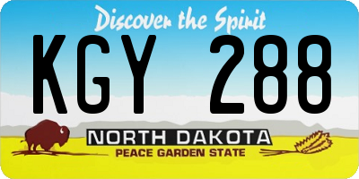 ND license plate KGY288