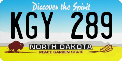ND license plate KGY289