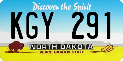 ND license plate KGY291