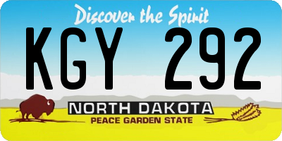 ND license plate KGY292