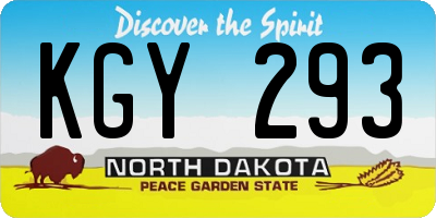 ND license plate KGY293