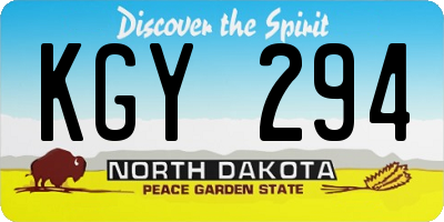 ND license plate KGY294