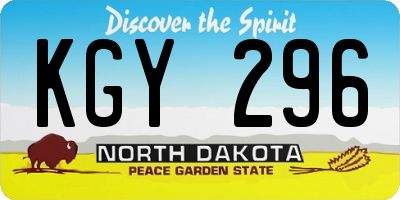 ND license plate KGY296