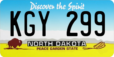 ND license plate KGY299