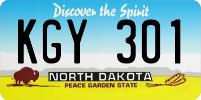 ND license plate KGY301