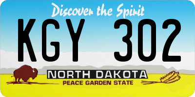 ND license plate KGY302