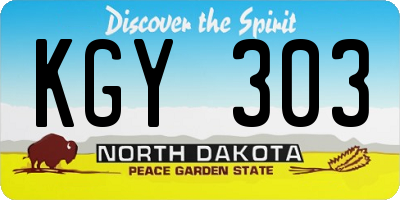 ND license plate KGY303