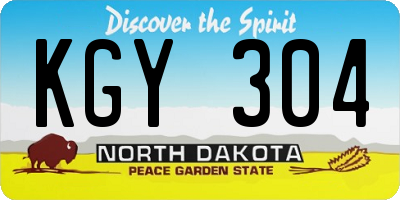 ND license plate KGY304