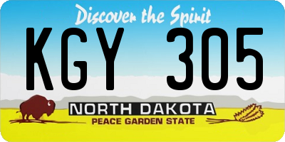 ND license plate KGY305