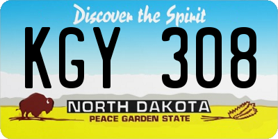 ND license plate KGY308