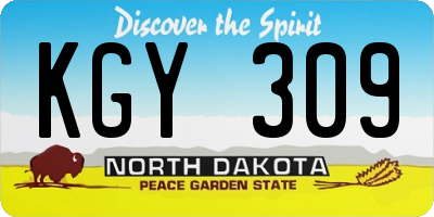 ND license plate KGY309