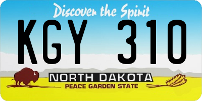ND license plate KGY310