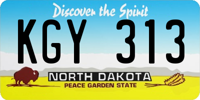 ND license plate KGY313