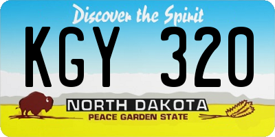 ND license plate KGY320