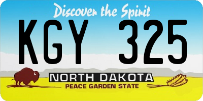 ND license plate KGY325