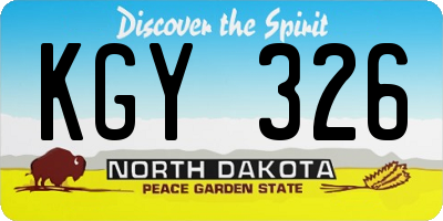 ND license plate KGY326