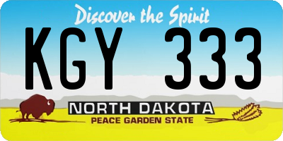 ND license plate KGY333