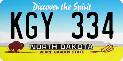 ND license plate KGY334