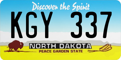 ND license plate KGY337