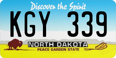 ND license plate KGY339