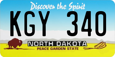 ND license plate KGY340