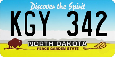 ND license plate KGY342
