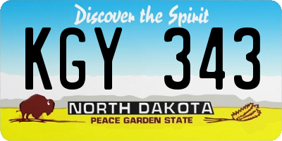 ND license plate KGY343