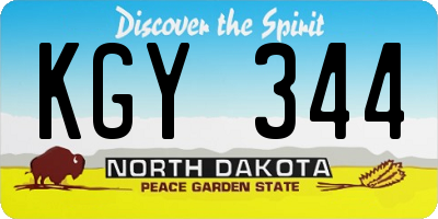 ND license plate KGY344