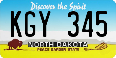 ND license plate KGY345