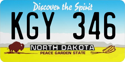ND license plate KGY346