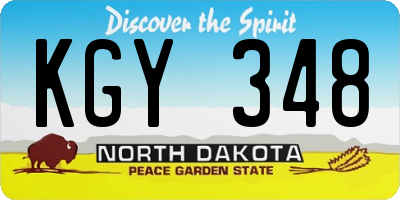 ND license plate KGY348